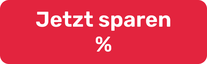 Rotes Viereck mit weißer Aufschrift Jetzt sparen Prozentzeichen